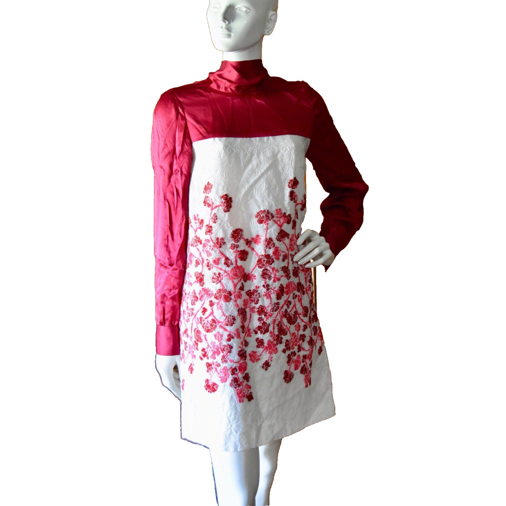 AMELIA TORO Couture Anthropology Lace Embroidered Festive Dress Size 4 NICE